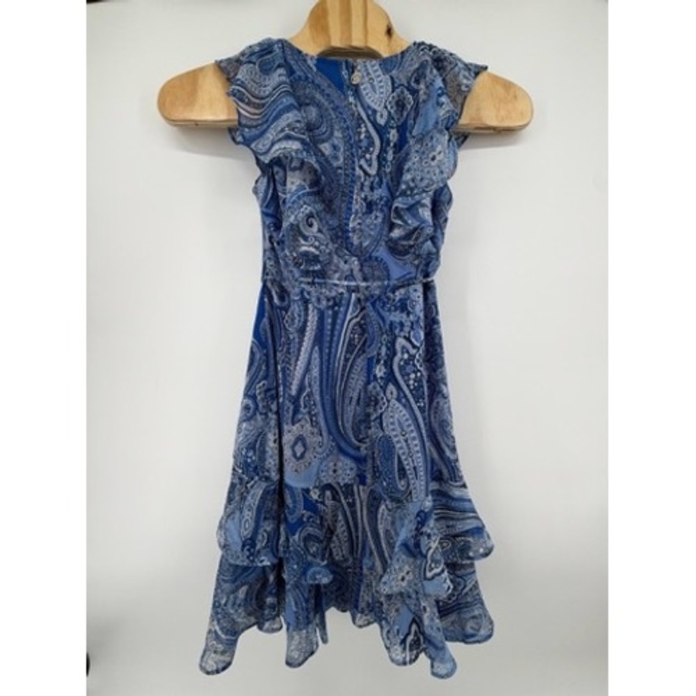Tommy Hilfiger Blue Paisley Ruffle Tiered Dress Sleeveless V-Neck TDSNOW0806 10 - Picture 2 of 7